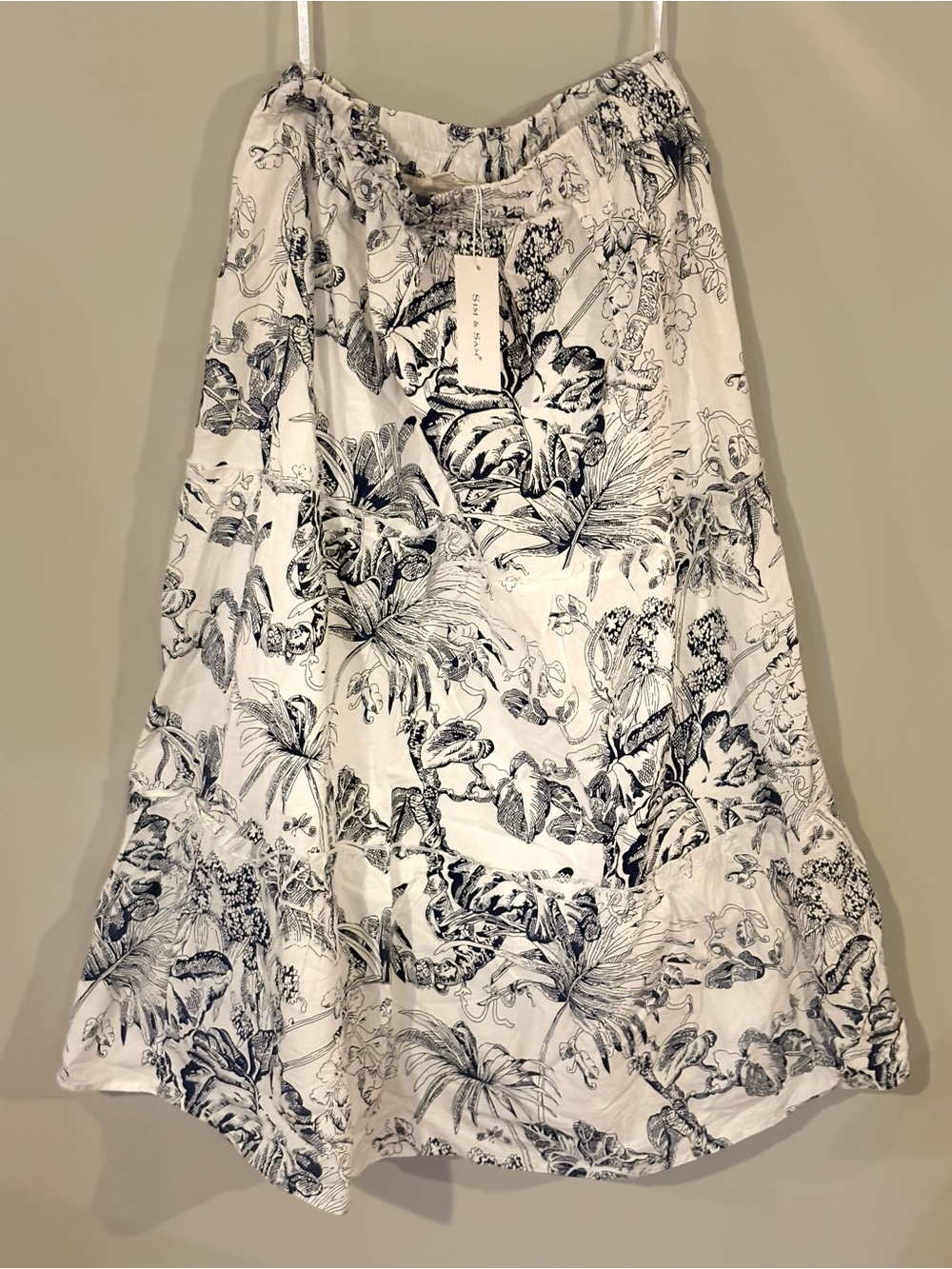 Women's White Botanical Print A-Line Skirt NWT